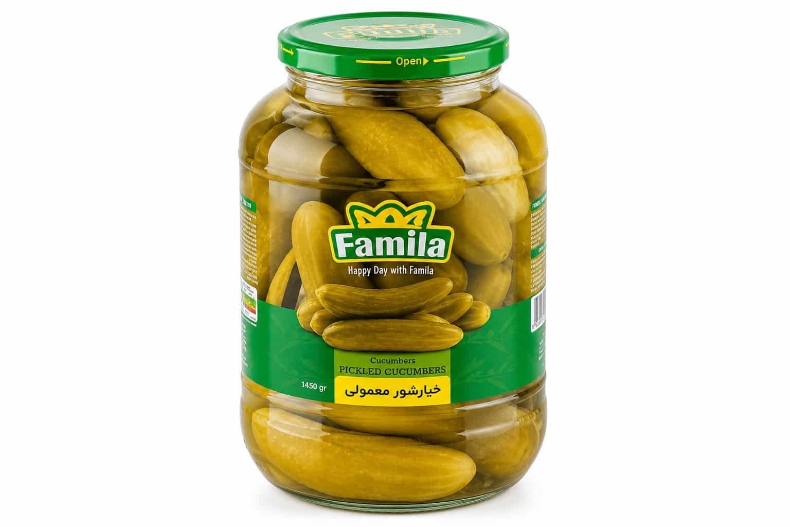 خیارشور معمولی فامیلا تهیه شده از خیارهای تازه